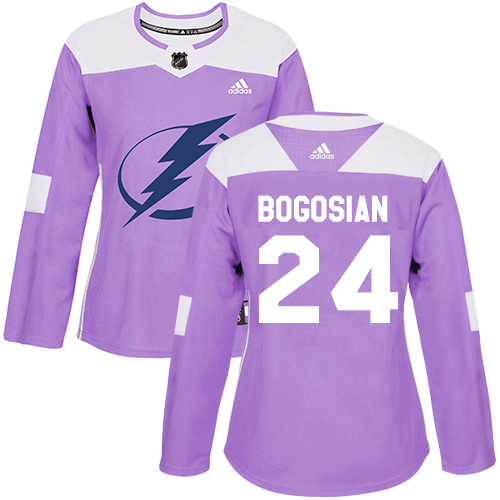 Adidas Tampa Bay Lightning #24 Zach Bogosian Purple Authentic Fights Cancer Women Stitched NHL Jersey